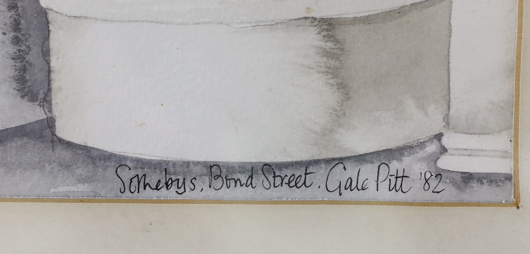Gale Pitt (20th C.), watercolour, 'Sotheby's, Bond Street', signed and dated '82, 29 x 41cm